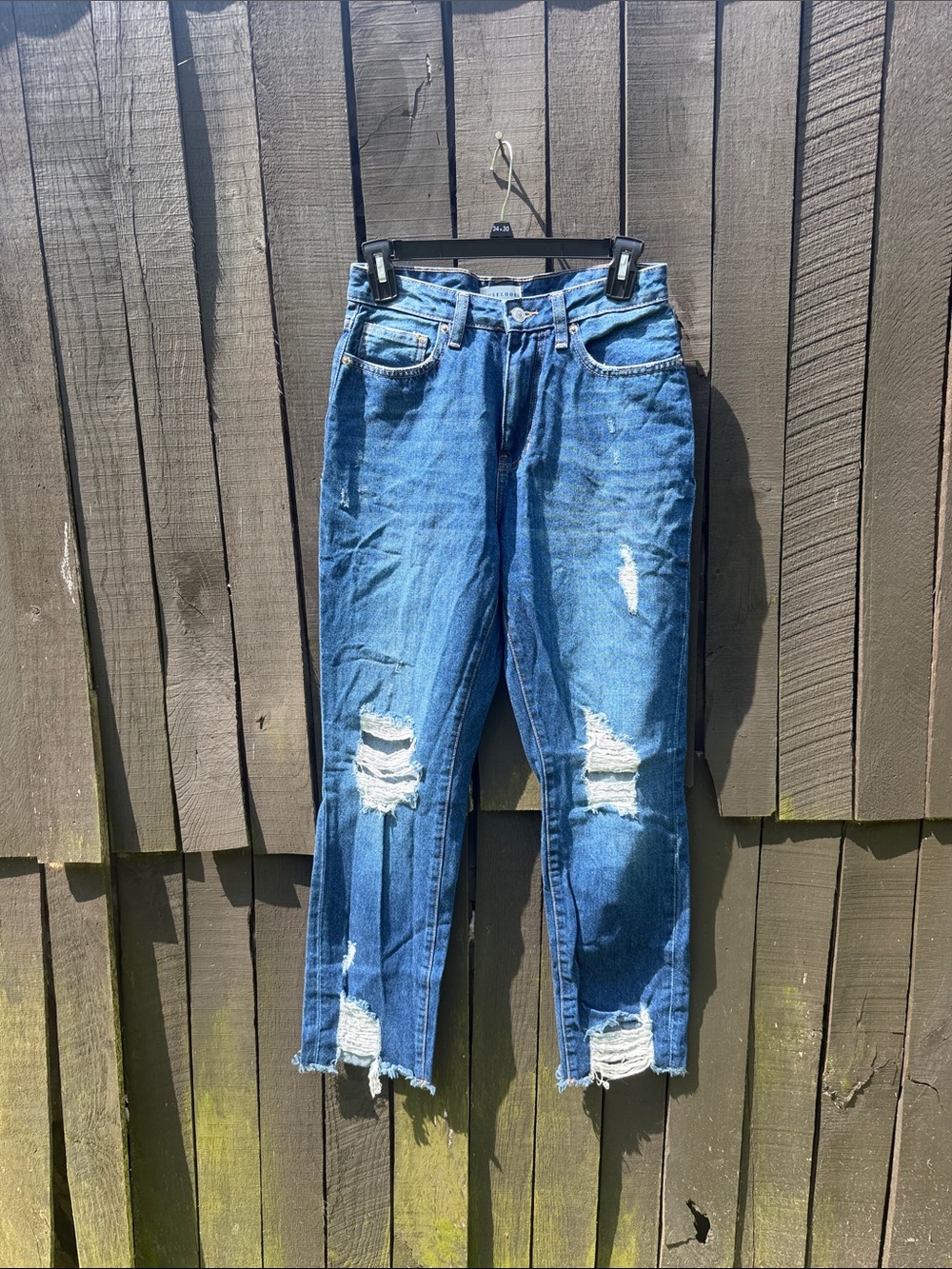 High-Rise Distressed Mom Blue Women's Jeans